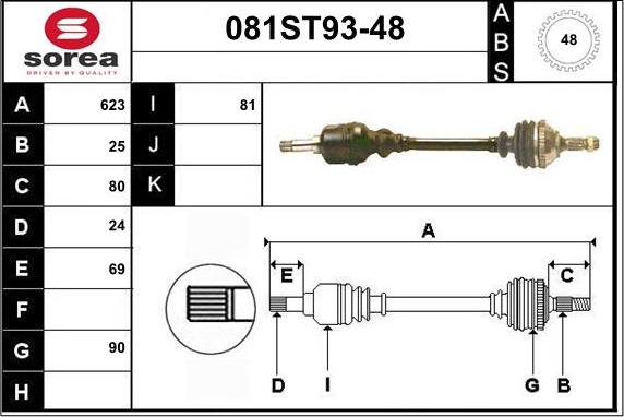 STARTCAR 081ST93-48 - Приводной вал autospares.lv