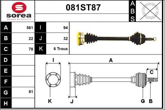 STARTCAR 081ST87 - Приводной вал autospares.lv