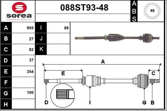 STARTCAR 088ST93-48 - Приводной вал autospares.lv