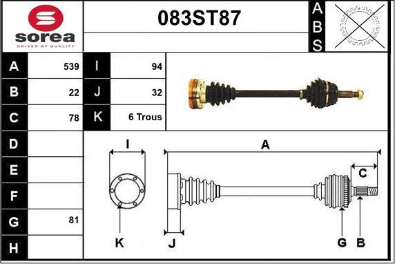 STARTCAR 083ST87 - Приводной вал autospares.lv