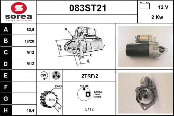 STARTCAR 083ST21 - Стартер autospares.lv