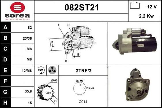 STARTCAR 082ST21 - Стартер autospares.lv