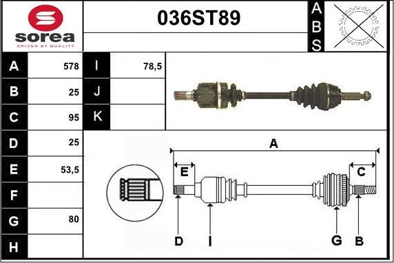 STARTCAR 036ST89 - Приводной вал autospares.lv