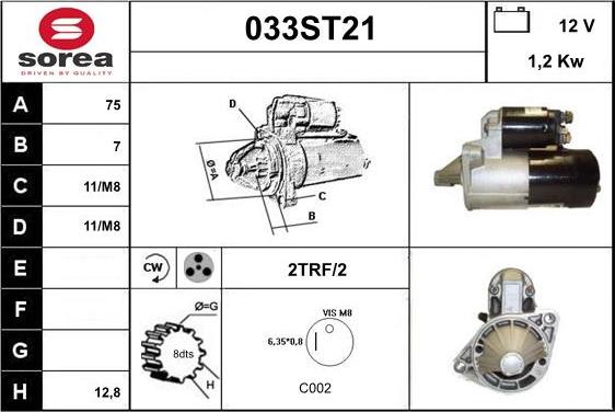 STARTCAR 033ST21 - Стартер autospares.lv