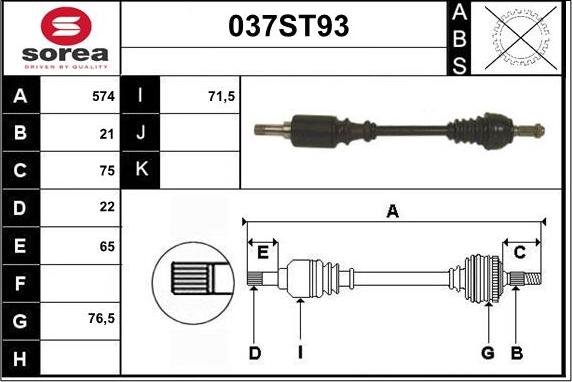 STARTCAR 037ST93 - Приводной вал autospares.lv