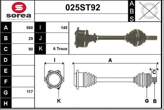 STARTCAR 025ST92 - Приводной вал autospares.lv