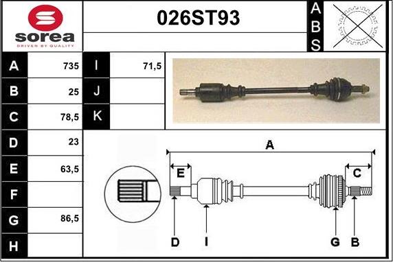 STARTCAR 026ST93 - Приводной вал autospares.lv