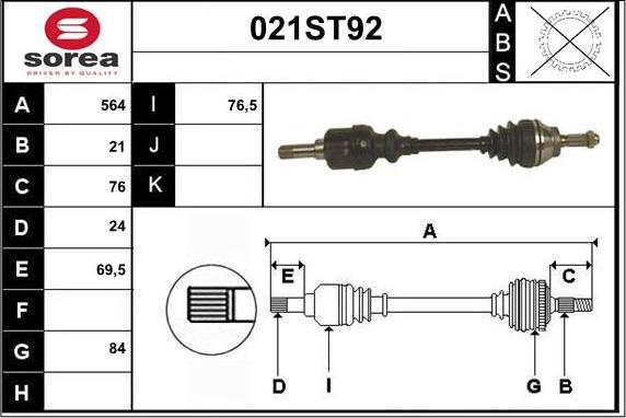 STARTCAR 021ST92 - Приводной вал autospares.lv