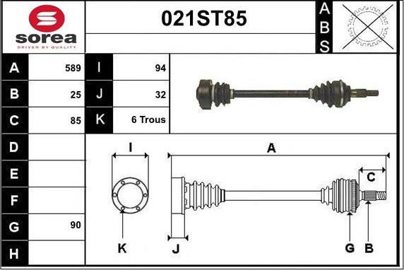 STARTCAR 021ST85 - Приводной вал autospares.lv