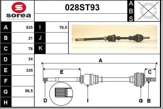 STARTCAR 028ST93 - Приводной вал autospares.lv