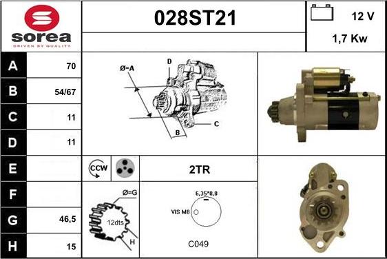 STARTCAR 028ST21 - Стартер autospares.lv