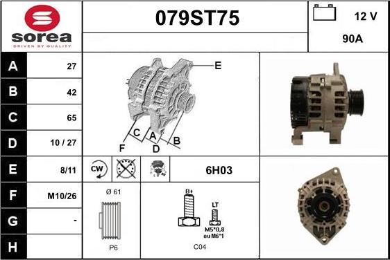 STARTCAR 079ST75 - Генератор autospares.lv