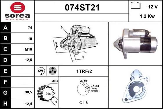 STARTCAR 074ST21 - Стартер autospares.lv