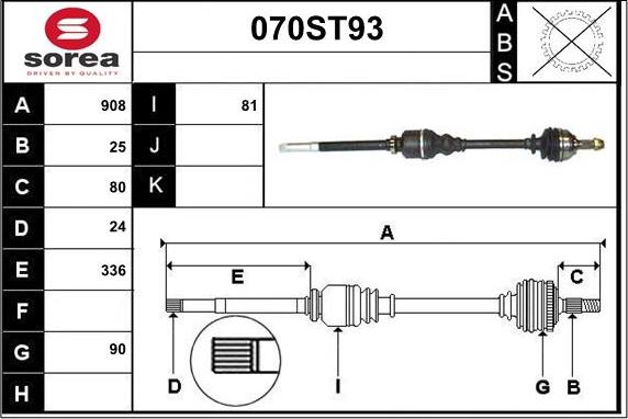 STARTCAR 070ST93 - Приводной вал autospares.lv