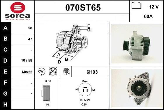 STARTCAR 070ST65 - Генератор autospares.lv