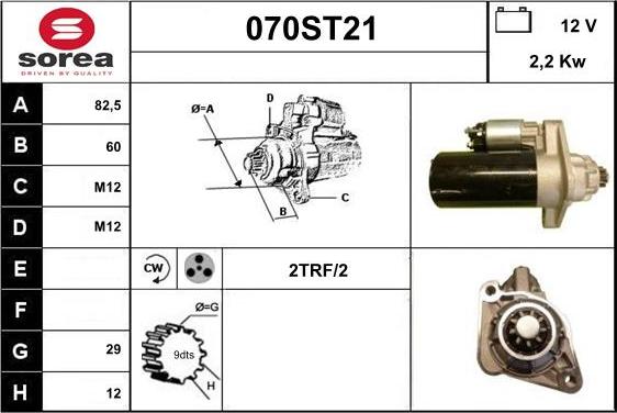 STARTCAR 070ST21 - Стартер autospares.lv