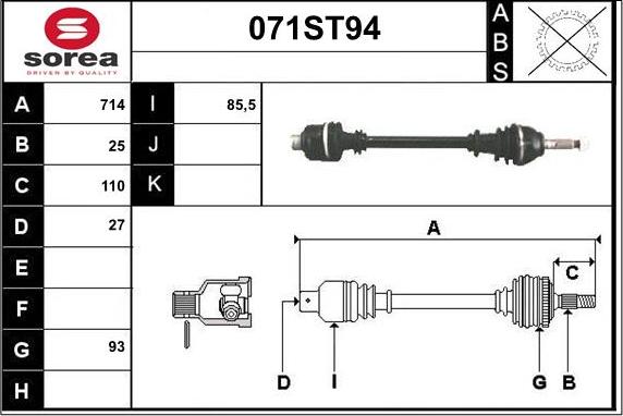 STARTCAR 071ST94 - Приводной вал autospares.lv