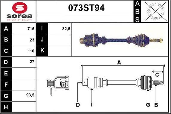 STARTCAR 073ST94 - Приводной вал autospares.lv