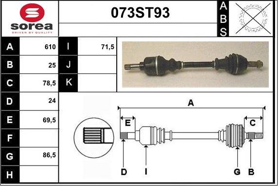 STARTCAR 073ST93 - Приводной вал autospares.lv