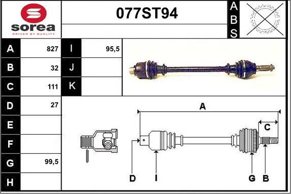 STARTCAR 077ST94 - Приводной вал autospares.lv