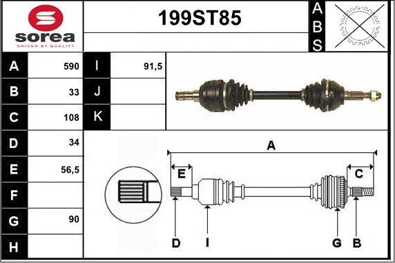 STARTCAR 199ST85 - Приводной вал autospares.lv