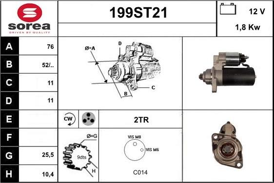 STARTCAR 199ST21 - Стартер autospares.lv