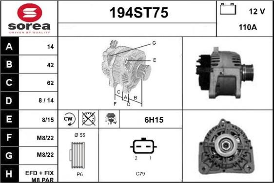 STARTCAR 194ST75 - Генератор autospares.lv