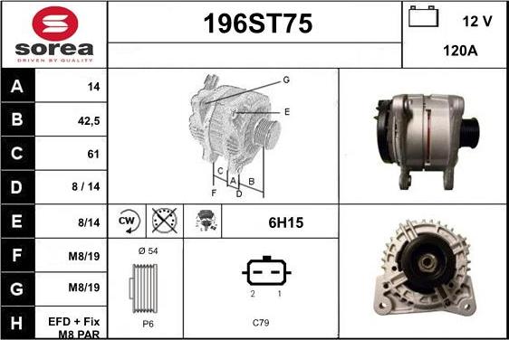 STARTCAR 196ST75 - Генератор autospares.lv