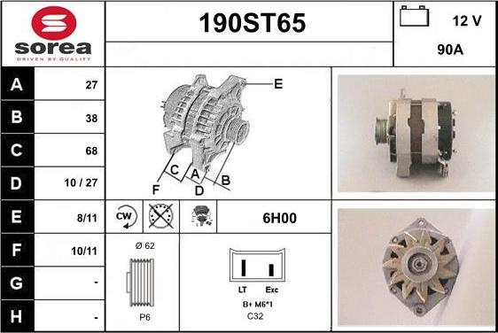 STARTCAR 190ST65 - Генератор autospares.lv