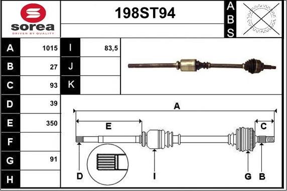 STARTCAR 198ST94 - Приводной вал autospares.lv