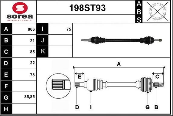 STARTCAR 198ST93 - Приводной вал autospares.lv