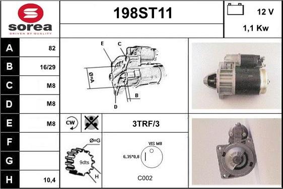 STARTCAR 198ST11 - Стартер autospares.lv