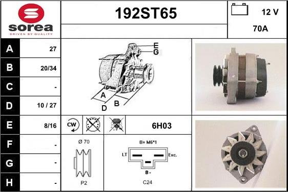 STARTCAR 192ST65 - Генератор autospares.lv