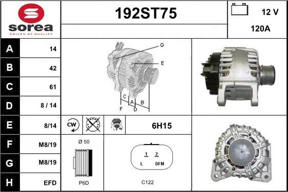 STARTCAR 192ST75 - Генератор autospares.lv