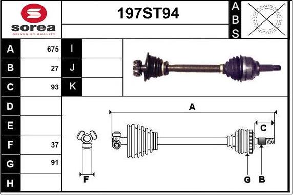 STARTCAR 197ST94 - Приводной вал autospares.lv