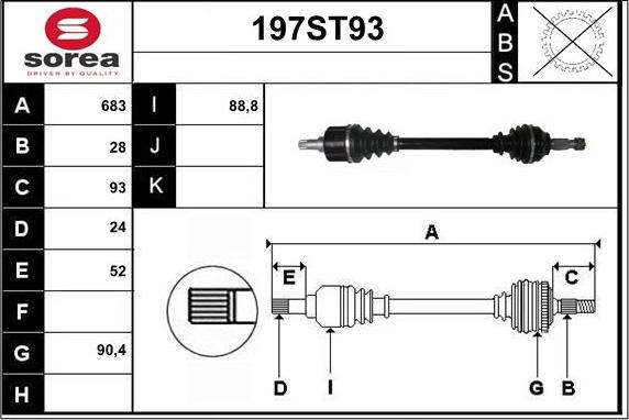 STARTCAR 197ST93 - Приводной вал autospares.lv