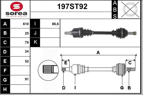 STARTCAR 197ST92 - Приводной вал autospares.lv