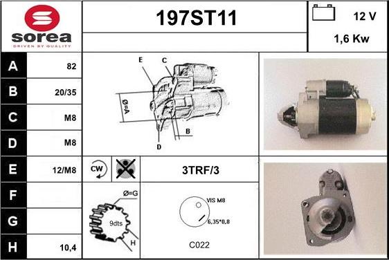 STARTCAR 197ST11 - Стартер autospares.lv