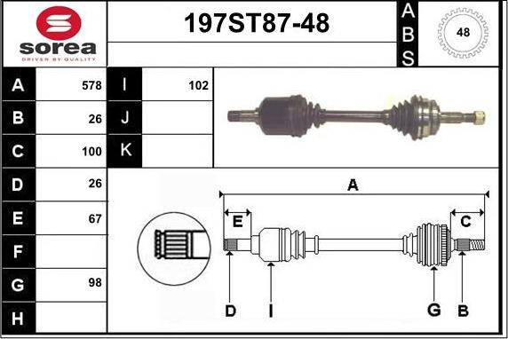 STARTCAR 197ST87-48 - Приводной вал autospares.lv