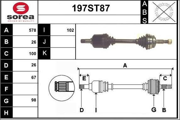 STARTCAR 197ST87 - Приводной вал autospares.lv