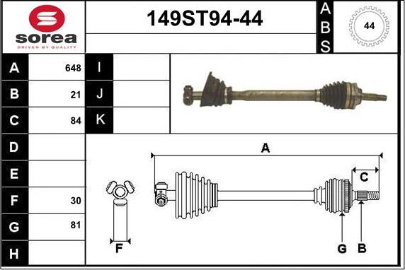 STARTCAR 149ST94-44 - Приводной вал autospares.lv