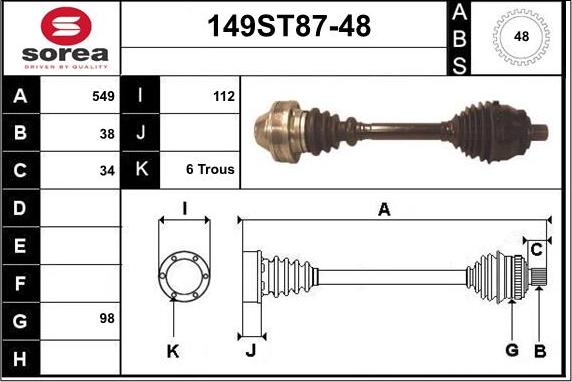 STARTCAR 149ST87-48 - Приводной вал autospares.lv