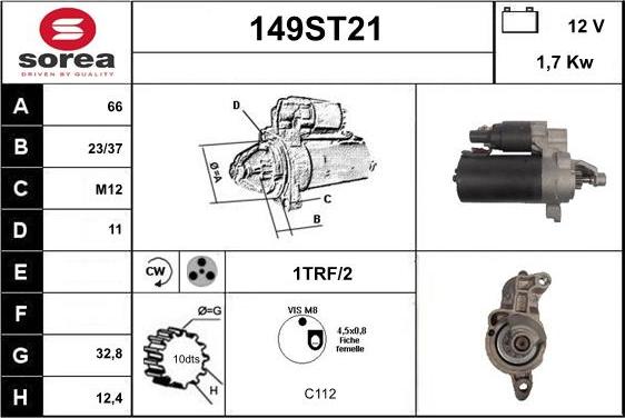 STARTCAR 149ST21 - Стартер autospares.lv