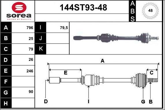 STARTCAR 144ST93-48 - Приводной вал autospares.lv