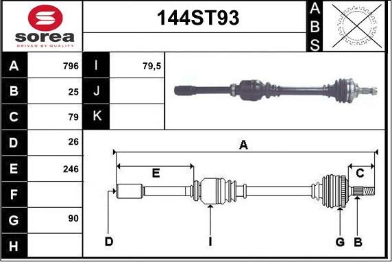 STARTCAR 144ST93 - Приводной вал autospares.lv