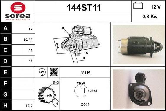 STARTCAR 144ST11 - Стартер autospares.lv