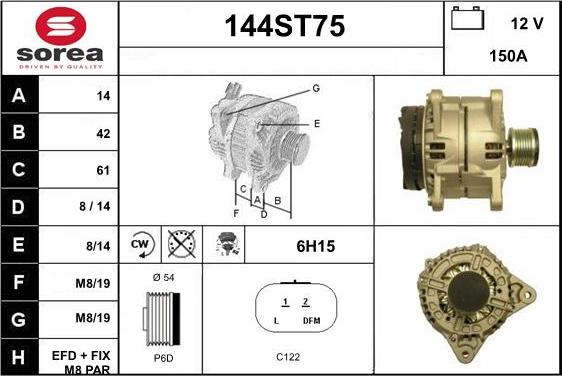 STARTCAR 144ST75 - Генератор autospares.lv