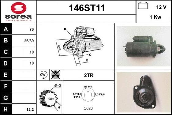 STARTCAR 146ST11 - Стартер autospares.lv