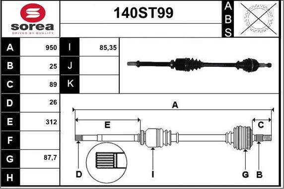 STARTCAR 140ST99 - Приводной вал autospares.lv