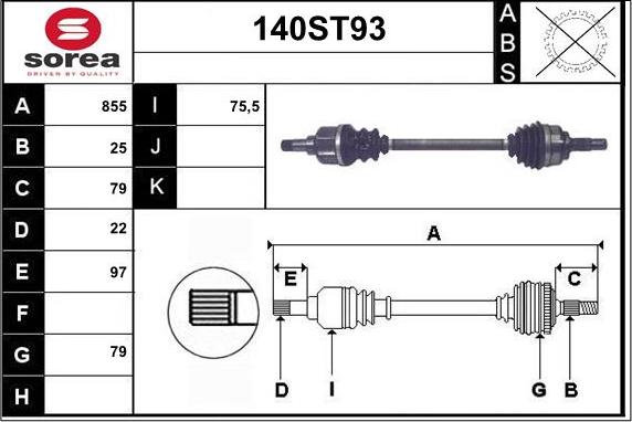 STARTCAR 140ST93 - Приводной вал autospares.lv